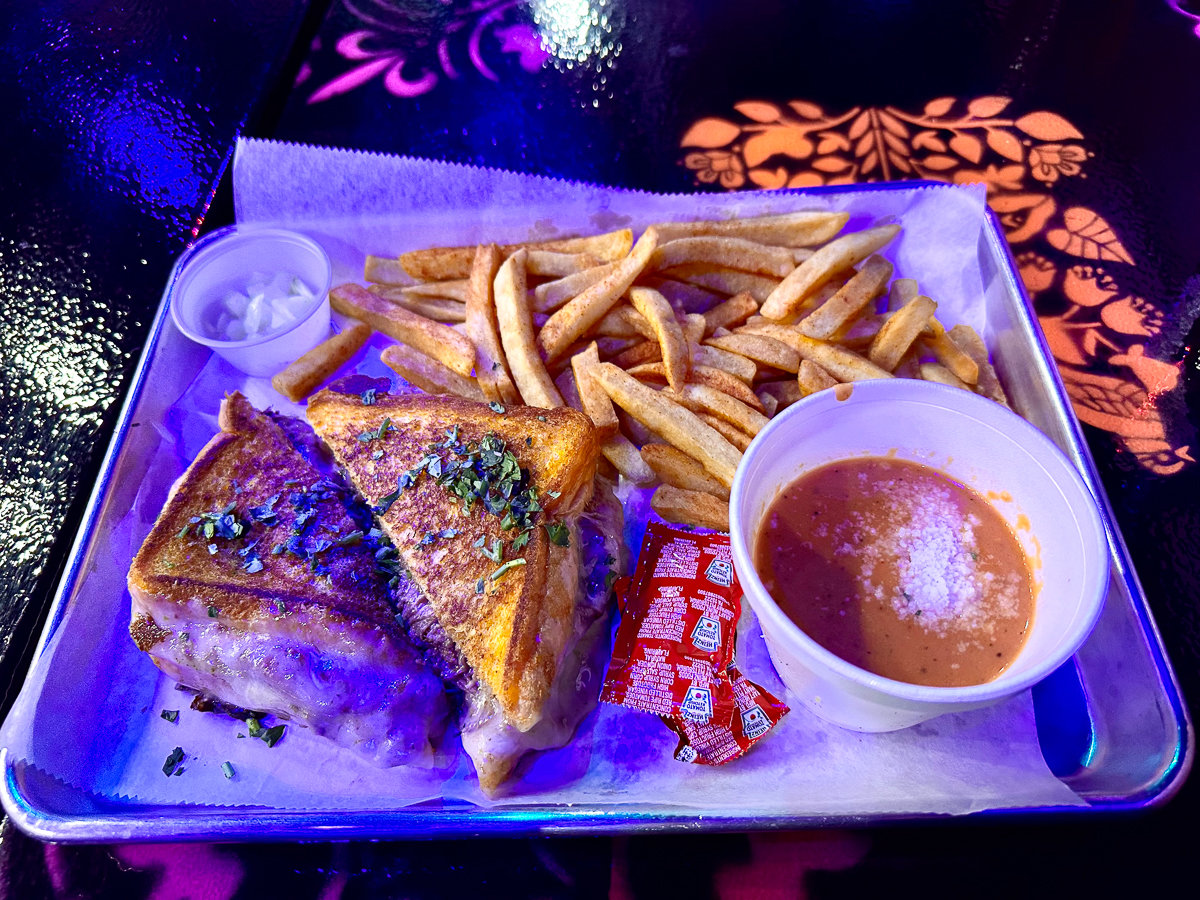 birria grilled cheese and french fries